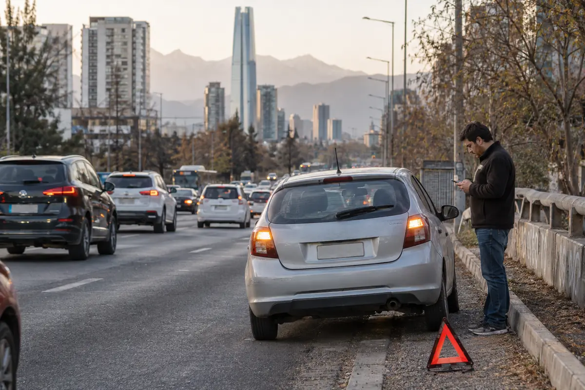 Auto detenido en la calle esperando ayuda